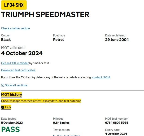 TRIUMPH SPEEDMASTER 2003-2004 SPEEDOMETER DRIVE
