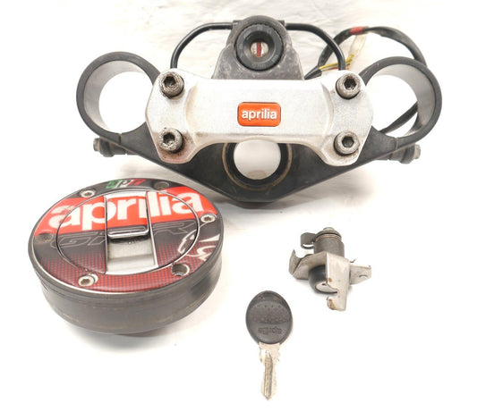 APRILIA CAPONORD ETV 1000 2001-2004 IGNITION SEAT FUEL LOCK SET & TOP FORK YOKE